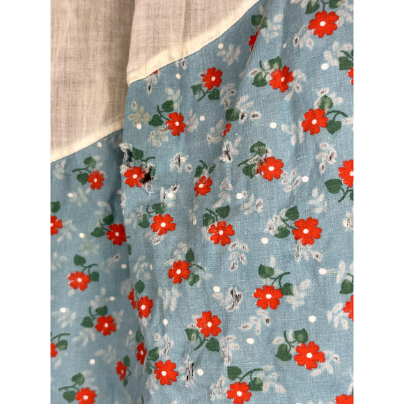 Vintage Handmade Half Kitchen Flower Apron - Picture 2 of 4